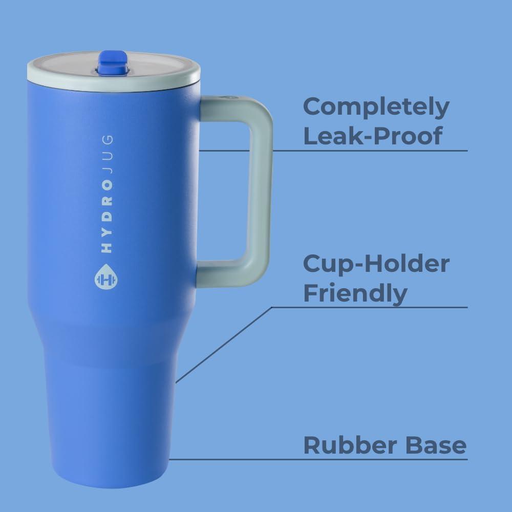 imageHydroJug Traveler  40 oz Water Bottle with Handle ampamp Flip Straw  Fits in Cup Holder Leak Resistant TumblerReusable Insulated Stainless Steel ampamp Rubber Base  Gifts for Women ampamp Men Alumni RedRiptide