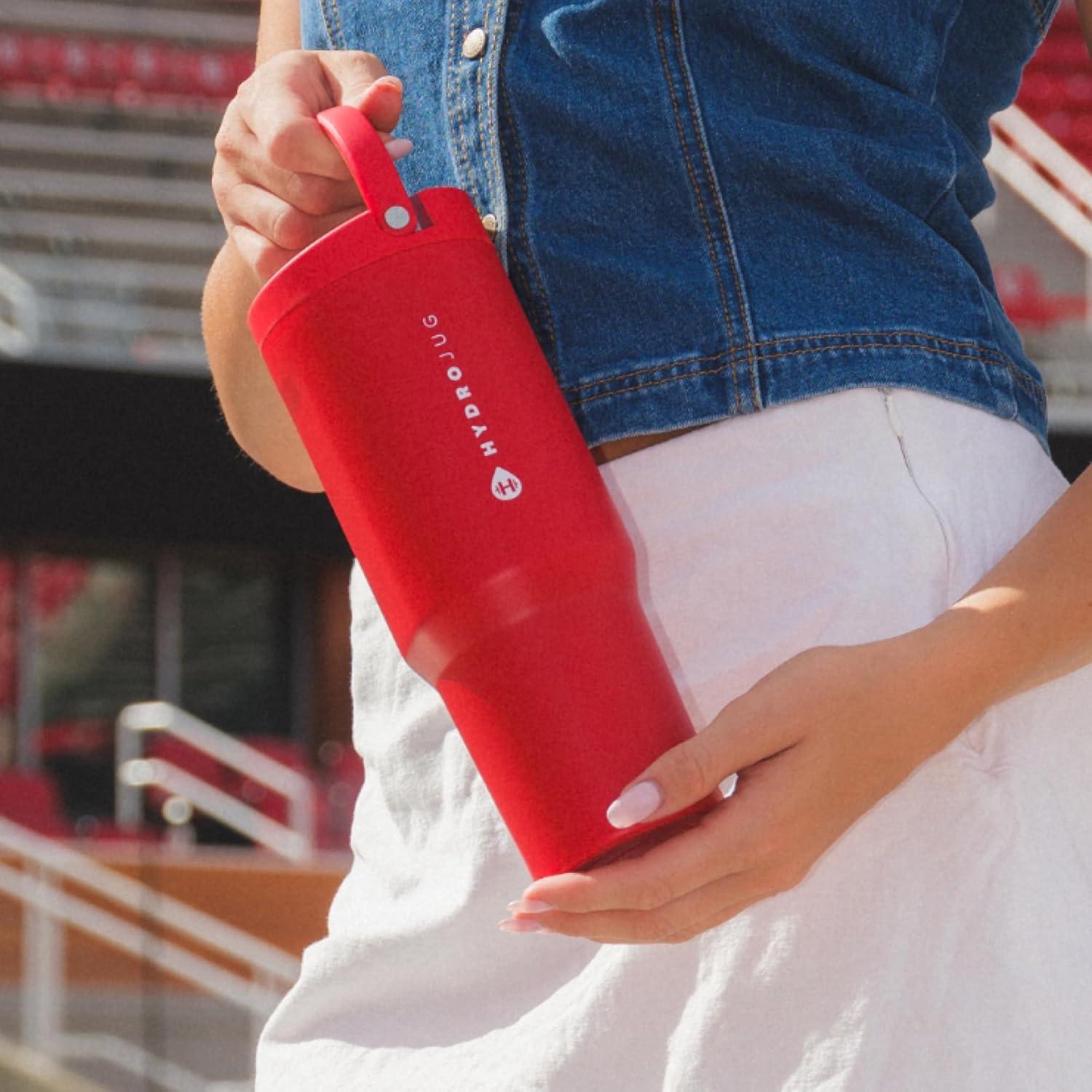 imageHydroJug Sport  Stainless Steel Tumbler with Straw Vacuum Insulated 40oz Leakproof Water Bottle Ergonomic Design Reusable Dishwasher Safe Rubber Base Durable for Gym or Outdoors Alumni RedAlumni Red