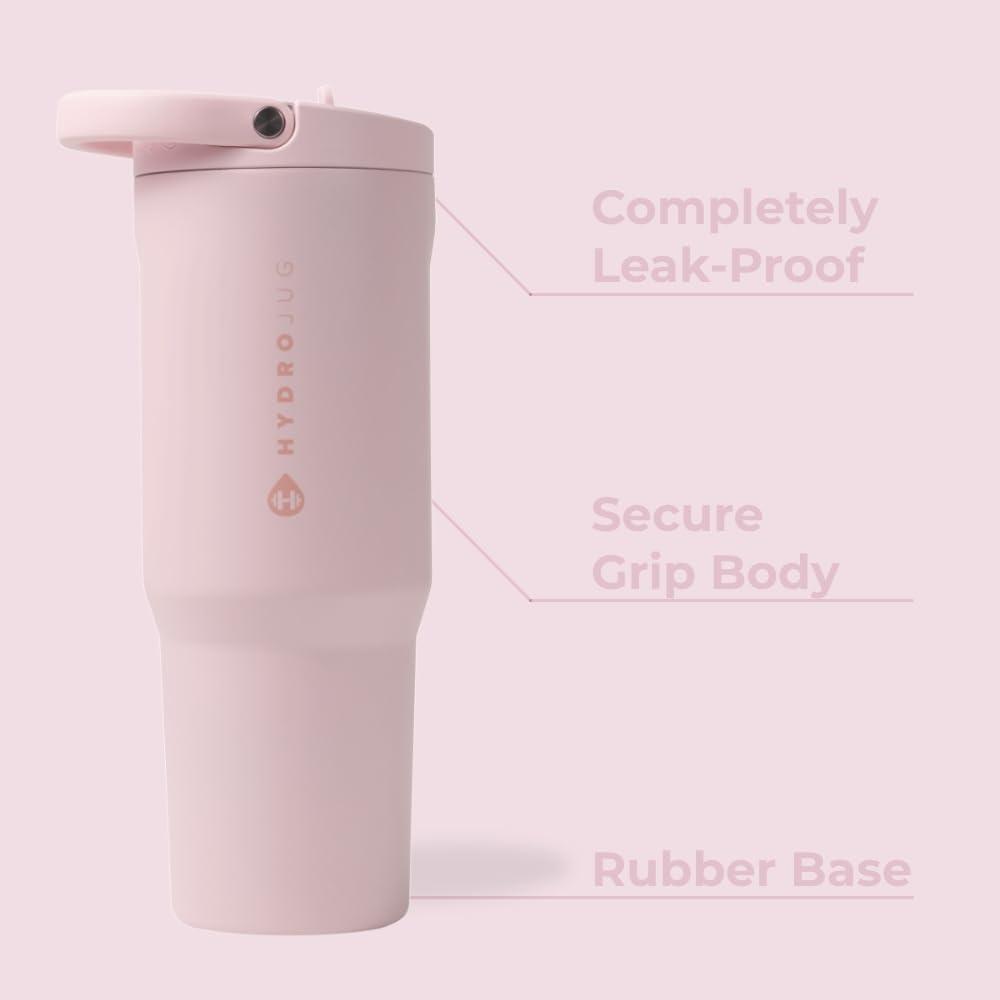 imageHydroJug Sport  Stainless Steel Tumbler with Straw Vacuum Insulated 40oz Leakproof Water Bottle Ergonomic Design Reusable Dishwasher Safe Rubber Base Durable for Gym or Outdoors Alumni RedPink Sand