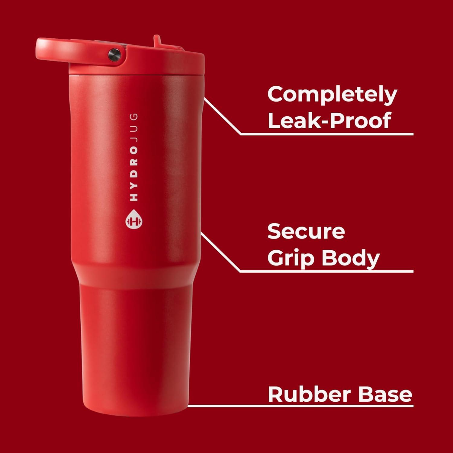 imageHydroJug Sport  Stainless Steel Tumbler with Straw Vacuum Insulated 40oz Leakproof Water Bottle Ergonomic Design Reusable Dishwasher Safe Rubber Base Durable for Gym or Outdoors Alumni RedAlumni Red
